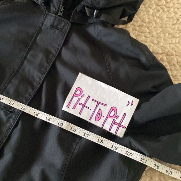 Lands’ End Black Long Sleeve Button Zip Hoodie Lightweight Spring Jacket Size M - Picture 15 of 16